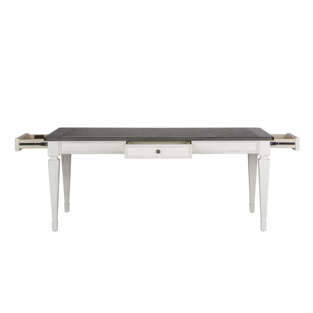 Allyson Park 7 Piece Rectangular Table Set in Wirebrushed White w/ Charcoal Top. Picture 5