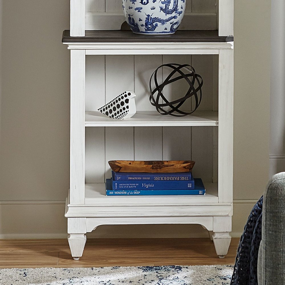 Entertainment Center with Piers - Wirebrushed White with Charcoal Tops. Picture 3