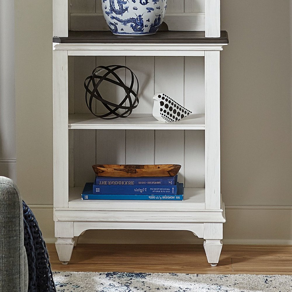 Entertainment Center with Piers - Wirebrushed White with Charcoal Tops. Picture 5