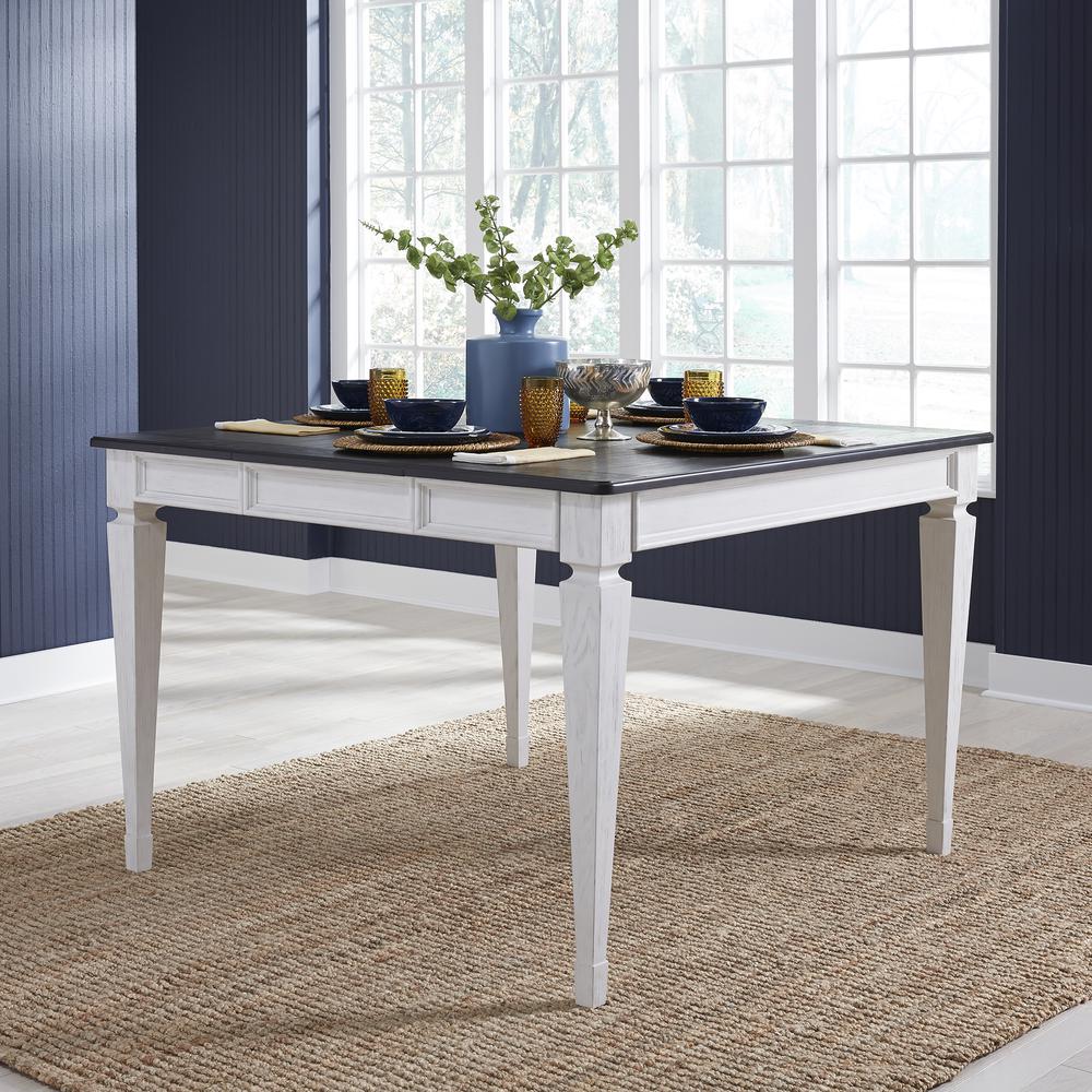 Allyson Park Counter Height Leg Table in Wirebrushed White w/ Charcoal Top. Picture 2