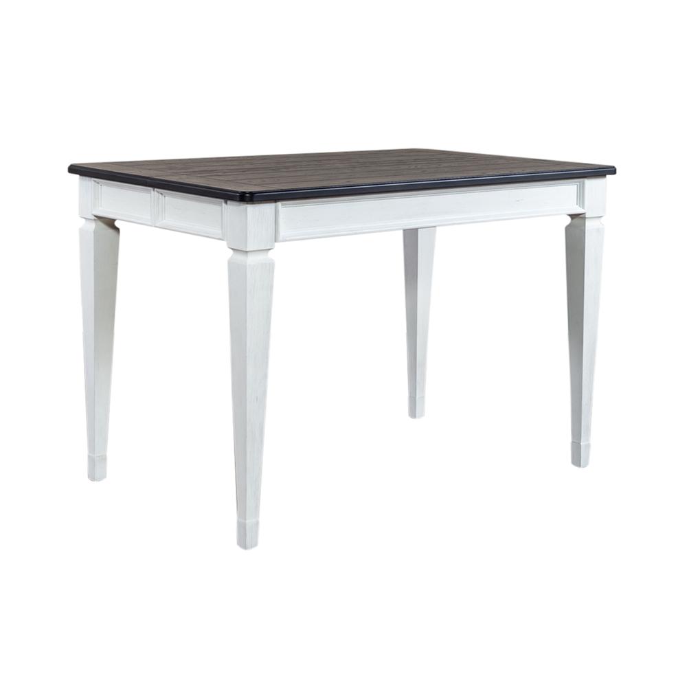 Allyson Park Counter Height Leg Table in Wirebrushed White w/ Charcoal Top. Picture 1