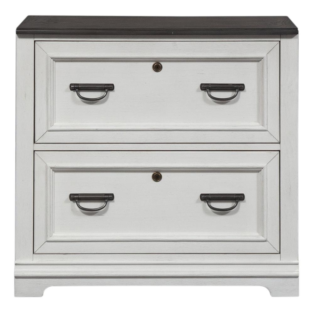 Allyson Park Bunching Lateral File Cabinet in Wirebrushed White w/ Charcoal Top. Picture 2