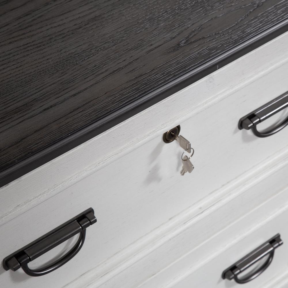 Allyson Park Bunching Lateral File Cabinet in Wirebrushed White w/ Charcoal Top. Picture 4