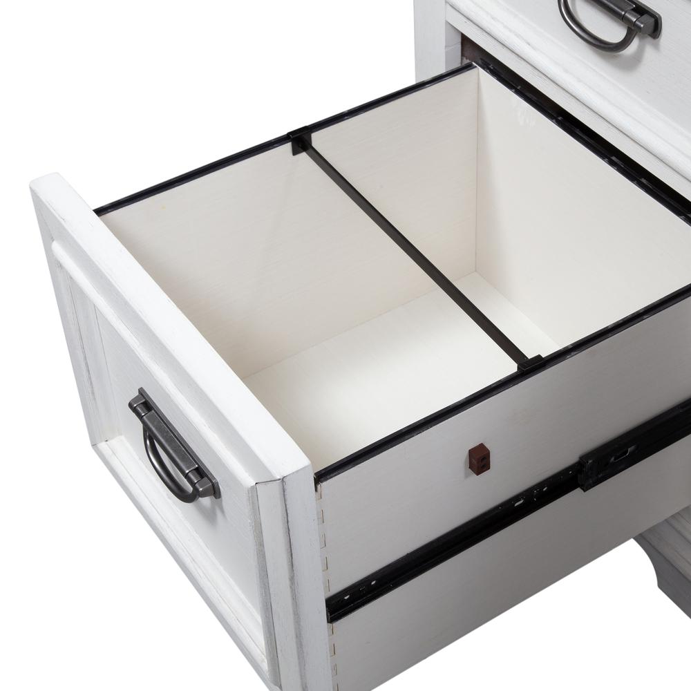 Allyson Park Desk in Wirebrushed White w/ Charcoal Top. Picture 4