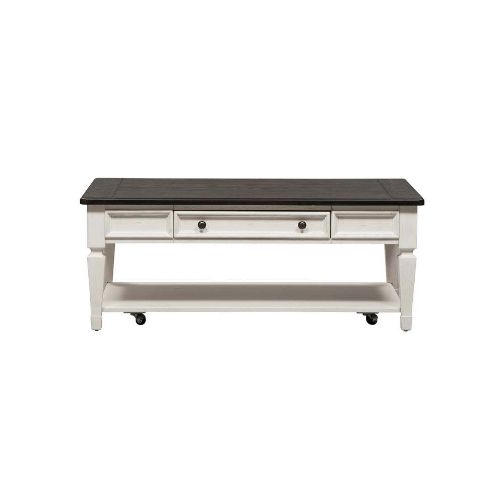 Allyson Park Rectangular Cocktail Table in Wirebrushed White w/ Charcoal Top. Picture 4