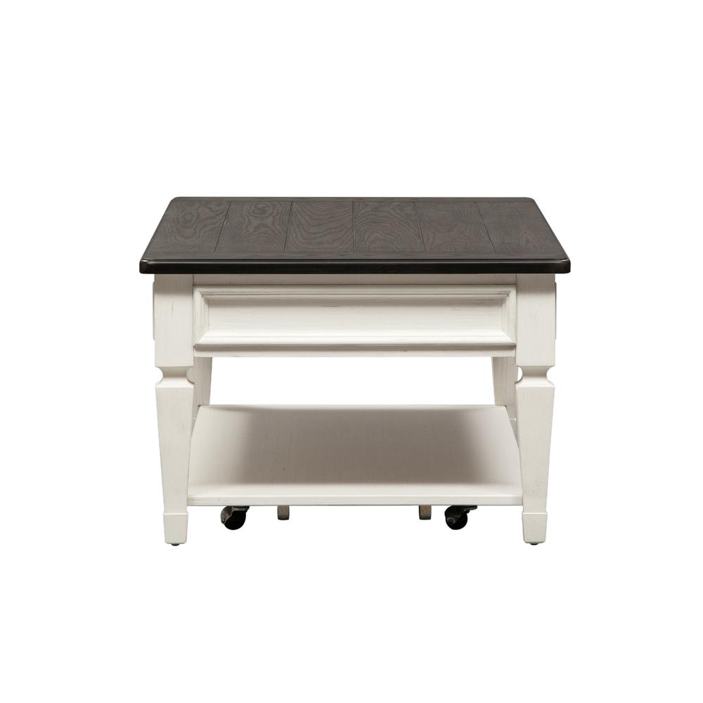 Allyson Park Rectangular Cocktail Table in Wirebrushed White w/ Charcoal Top. Picture 6
