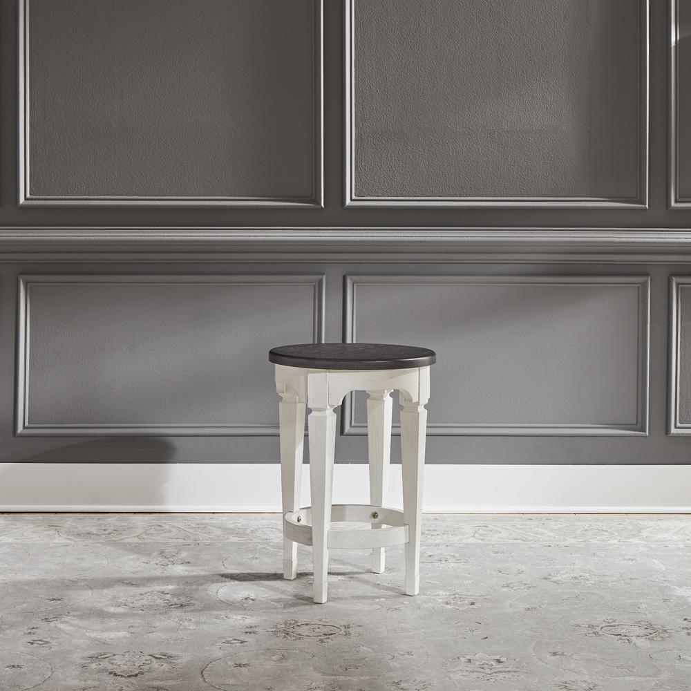 Allyson Park Console Stool in Wirebrushed White w/ Charcoal Top. Picture 1