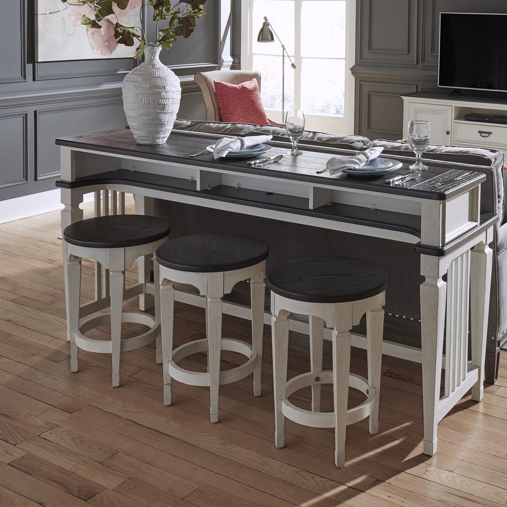 Allyson Park Console Stool in Wirebrushed White w/ Charcoal Top. Picture 2