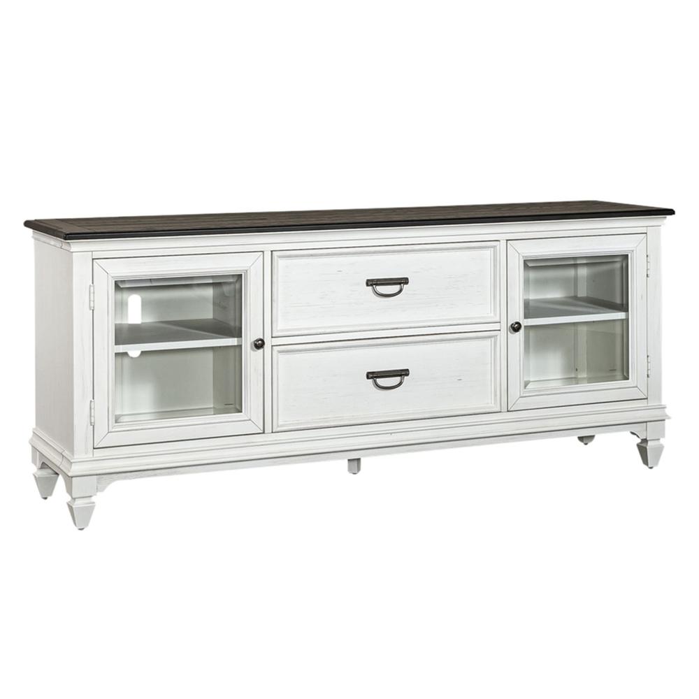 Allyson Park Entertainment TV Stand in Wirebrushed White w/ Charcoal Top. Picture 1