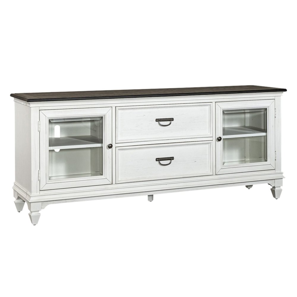 Allyson Park Entertainment Center - Wirebrushed White with Charcoal Tops. Picture 3