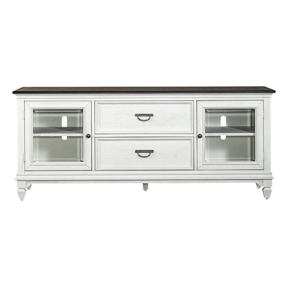 Allyson Park Entertainment TV Stand in Wirebrushed White w/ Charcoal Top. Picture 3