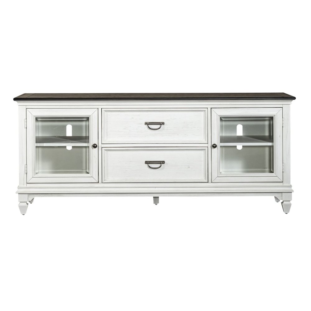 Allyson Park Entertainment Center - Wirebrushed White with Charcoal Tops. Picture 7