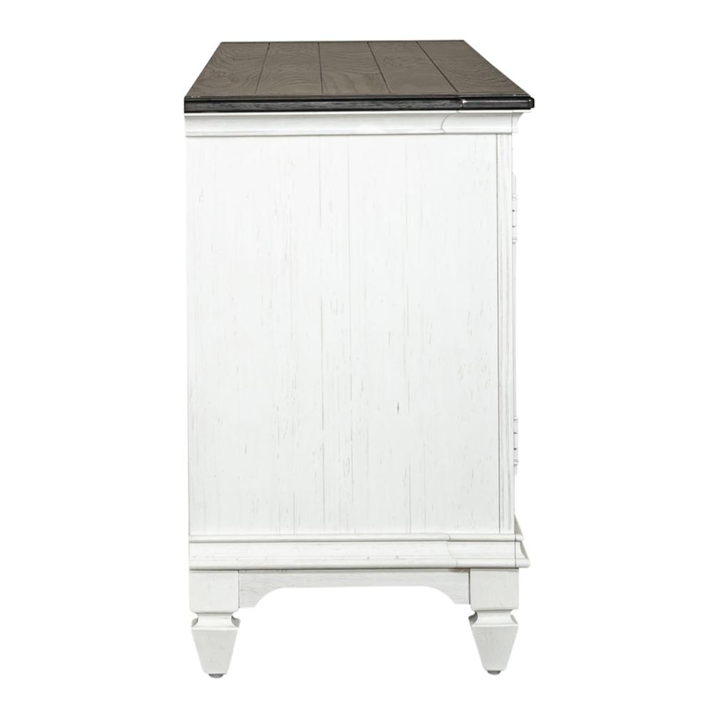 Allyson Park Entertainment TV Stand in Wirebrushed White w/ Charcoal Top. Picture 5