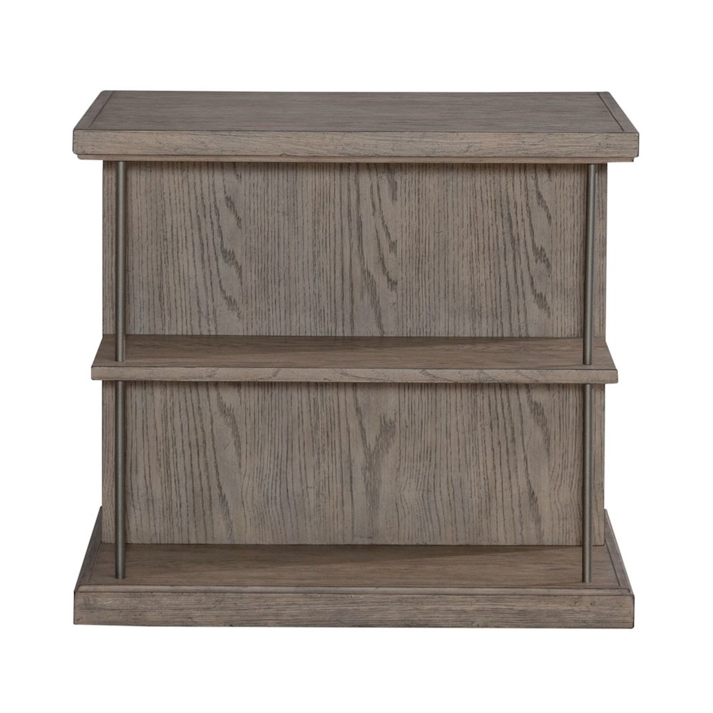 City Scape Metal Accent Oak Wood End Table for Living Room Burnished Beige. Picture 3
