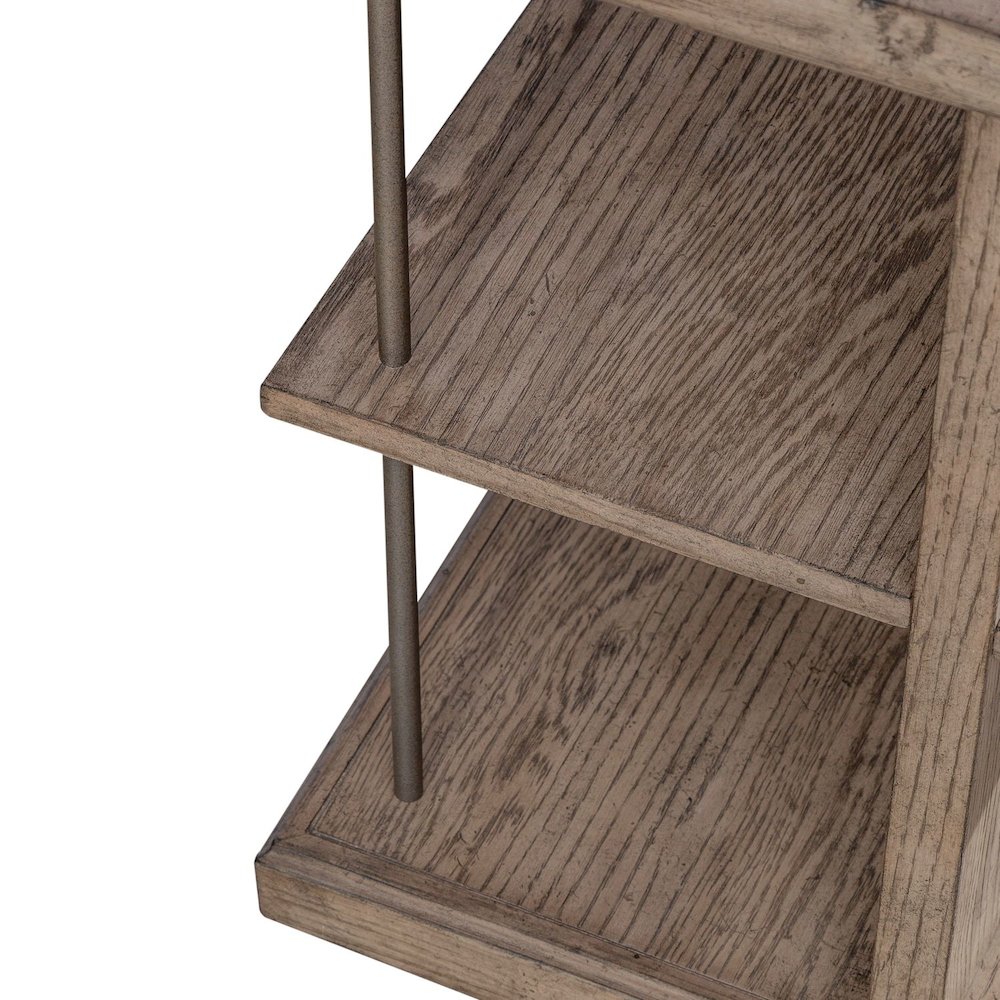 City Scape Metal Accent Oak Wood End Table for Living Room Burnished Beige. Picture 6