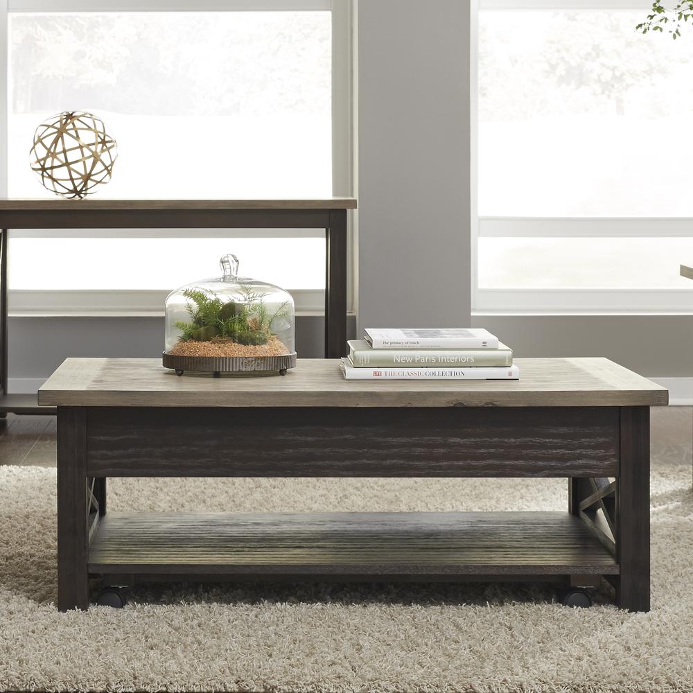 Heatherbrook Lift Top Cocktail Table in Charcoal. Picture 3