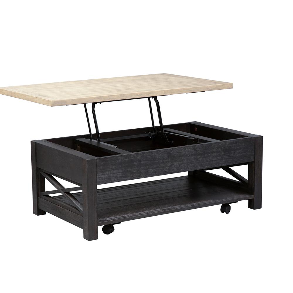Heatherbrook Lift Top Cocktail Table in Charcoal. Picture 1