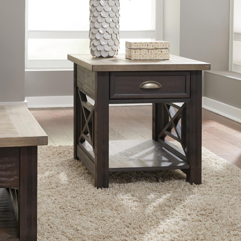 Heatherbrook Drawer End Table in Charcoal. Picture 3
