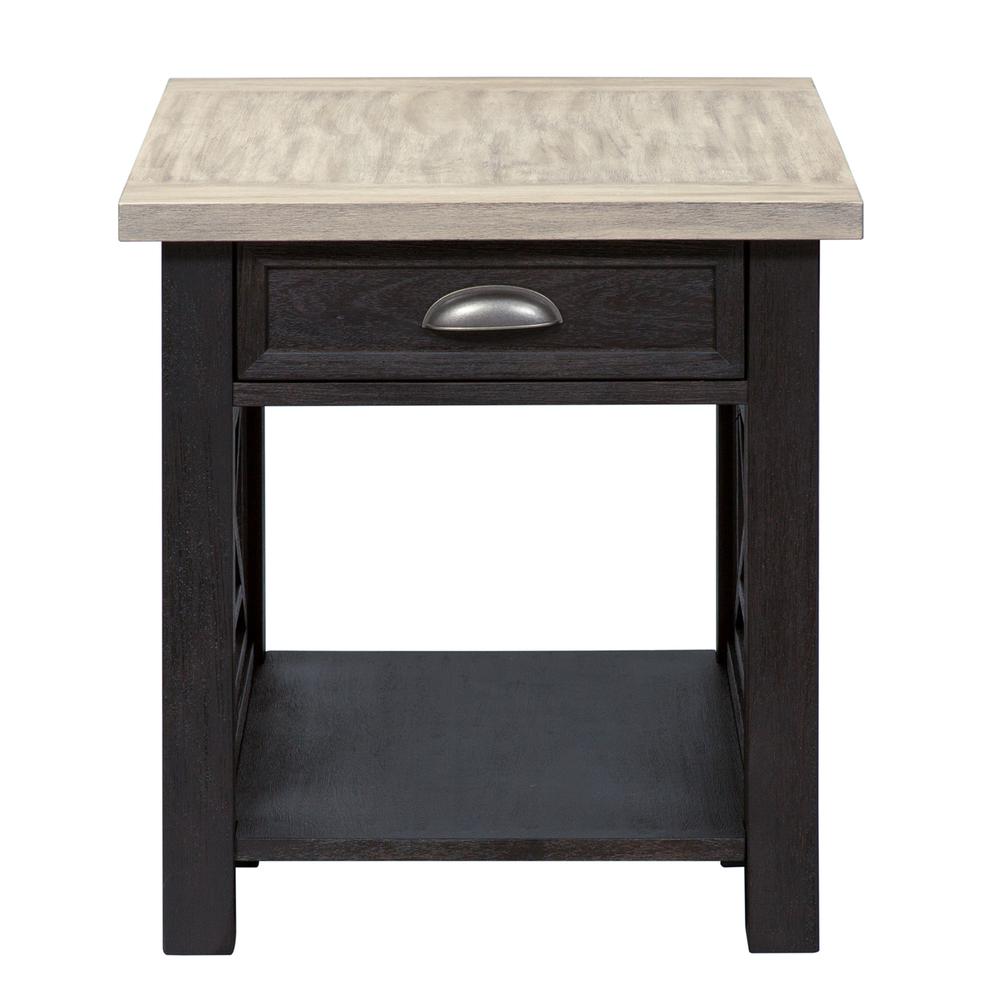 Heatherbrook Drawer End Table in Charcoal. Picture 1