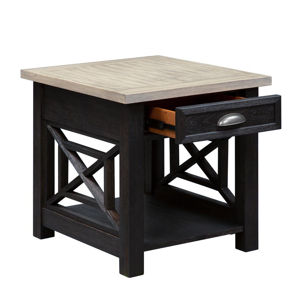 Heatherbrook Drawer End Table in Charcoal. Picture 2