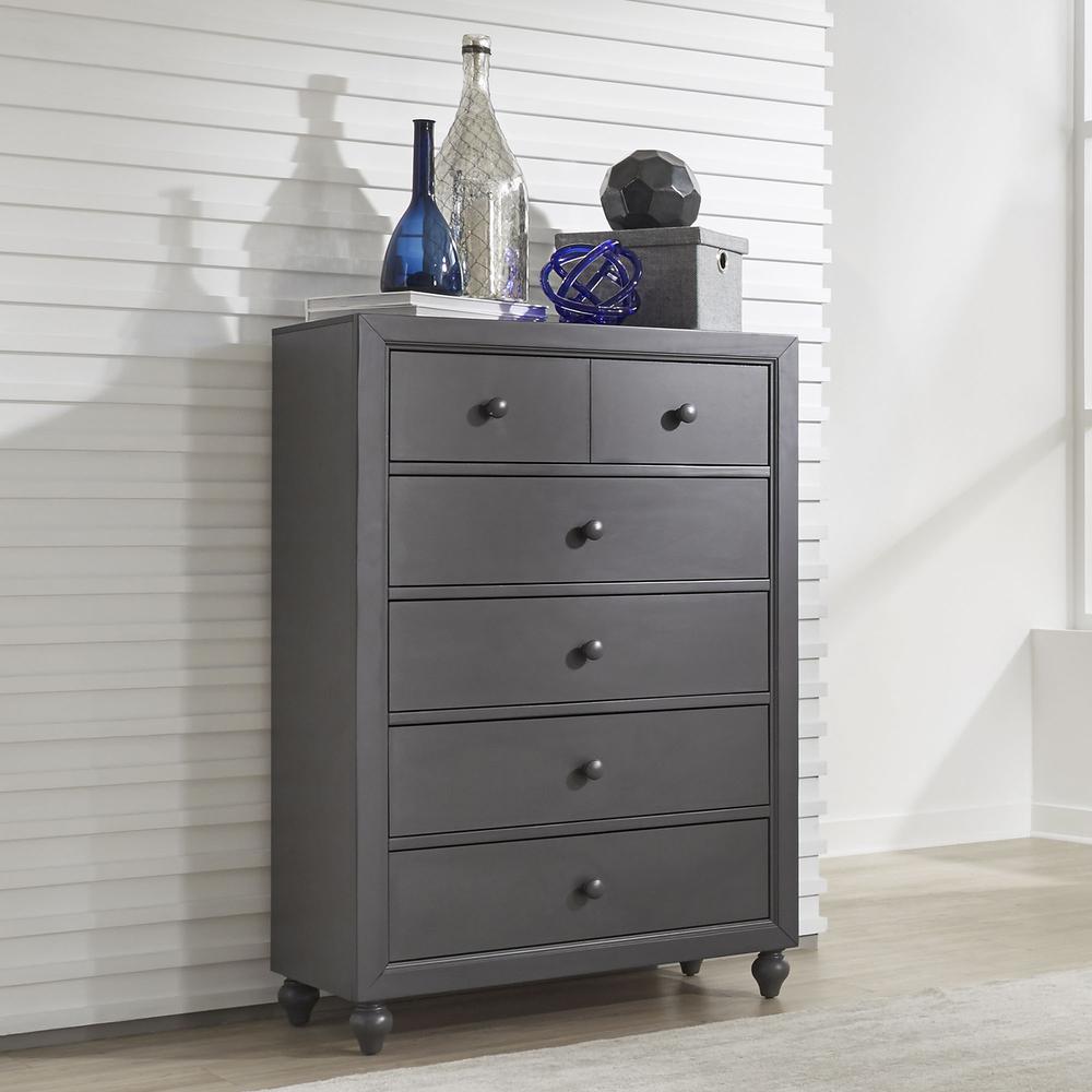 Cottage View 5 Drawer Chest in Dark Gray. Picture 2