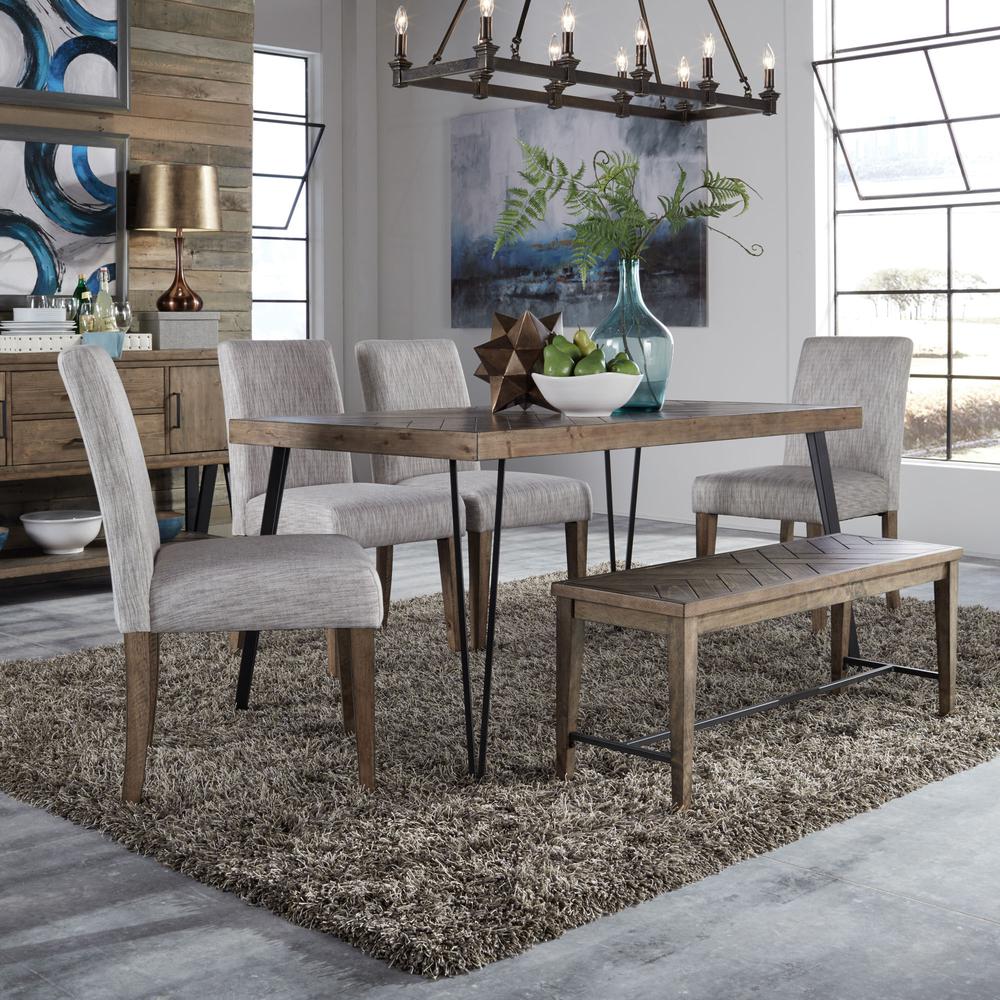 Horizons 6 Piece Rectangular Table Set in Rustic Caramel. Picture 4