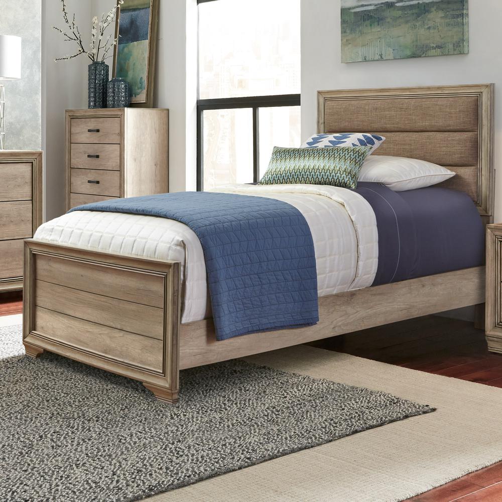 Sun Valley Twin Upholstered Bed in Sandstone. Picture 4