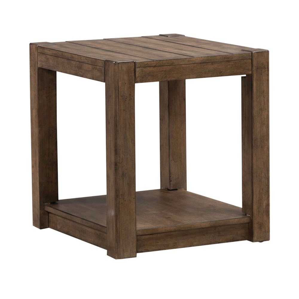 Broadmore Living Room Square Chairside Table - Cobblestone Brown. Picture 1