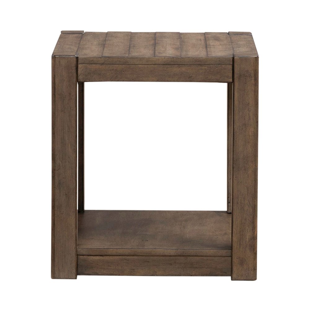 Broadmore Living Room Square Chairside Table - Cobblestone Brown. Picture 3