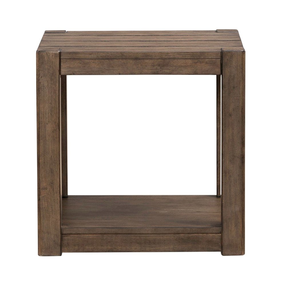 Broadmore Living Room Square Chairside Table - Cobblestone Brown. Picture 4