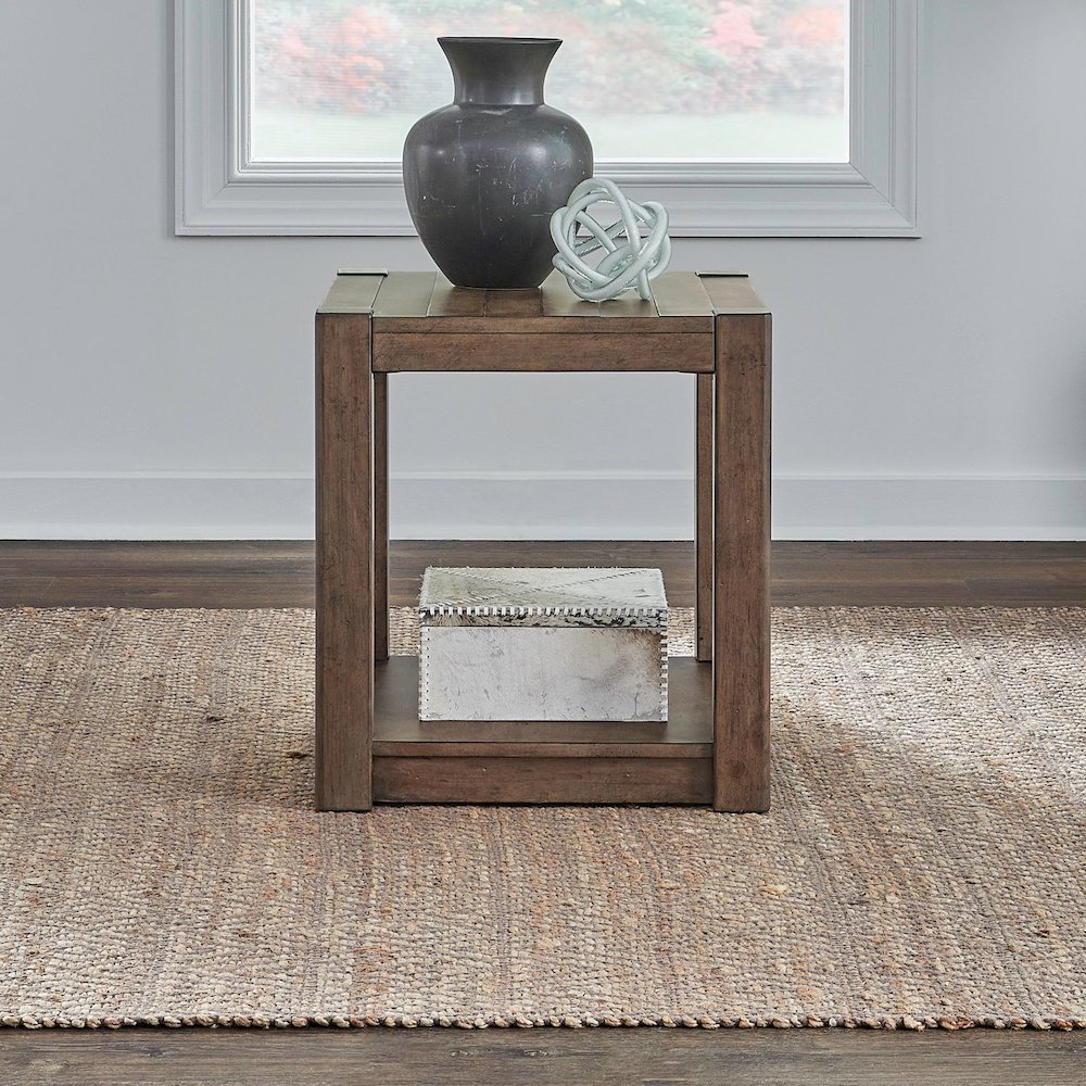 Broadmore Living Room Square Chairside Table - Cobblestone Brown. Picture 2