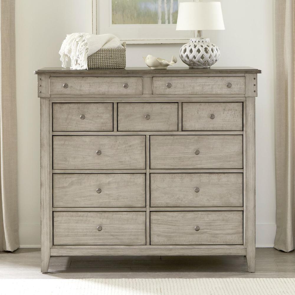 11 Drawer Chesser - in Weathered Linen Finish w/ Dusty Taupe Tops. Picture 1