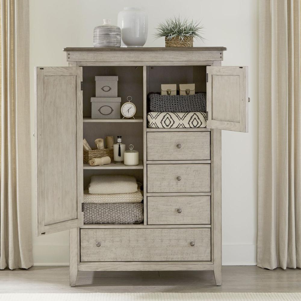 Door Chest - in Weathered Linen Finish w/ Dusty Taupe Tops. Picture 1