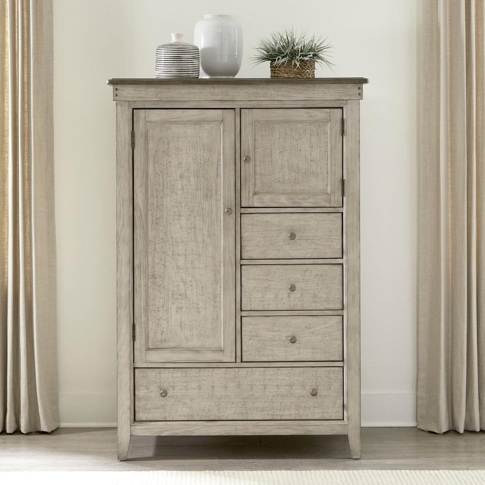 Door Chest - in Weathered Linen Finish w/ Dusty Taupe Tops. Picture 2