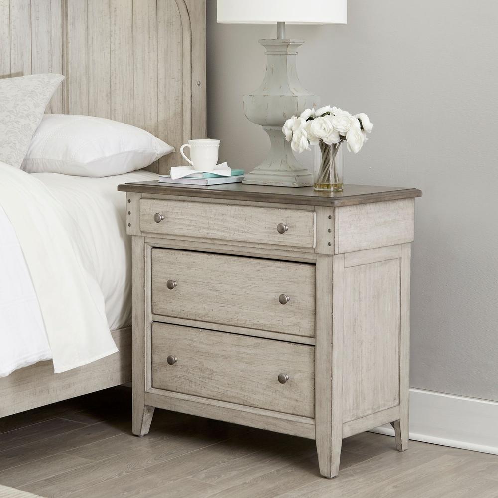 3 Drawer Bedside Chest w/ Charging Station -. Picture 1