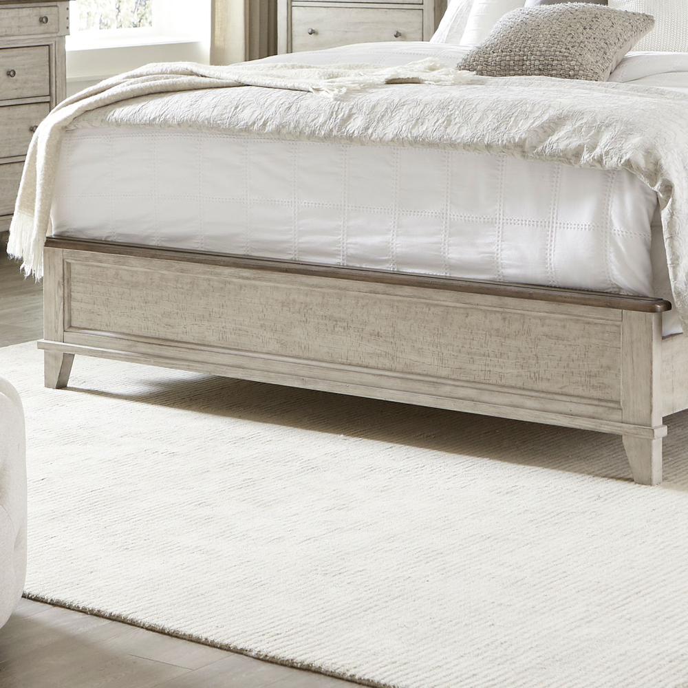 Ivy Hollow King Panel Bed in Weathered Linen Finish w/ Dusty Taupe Tops. Picture 8