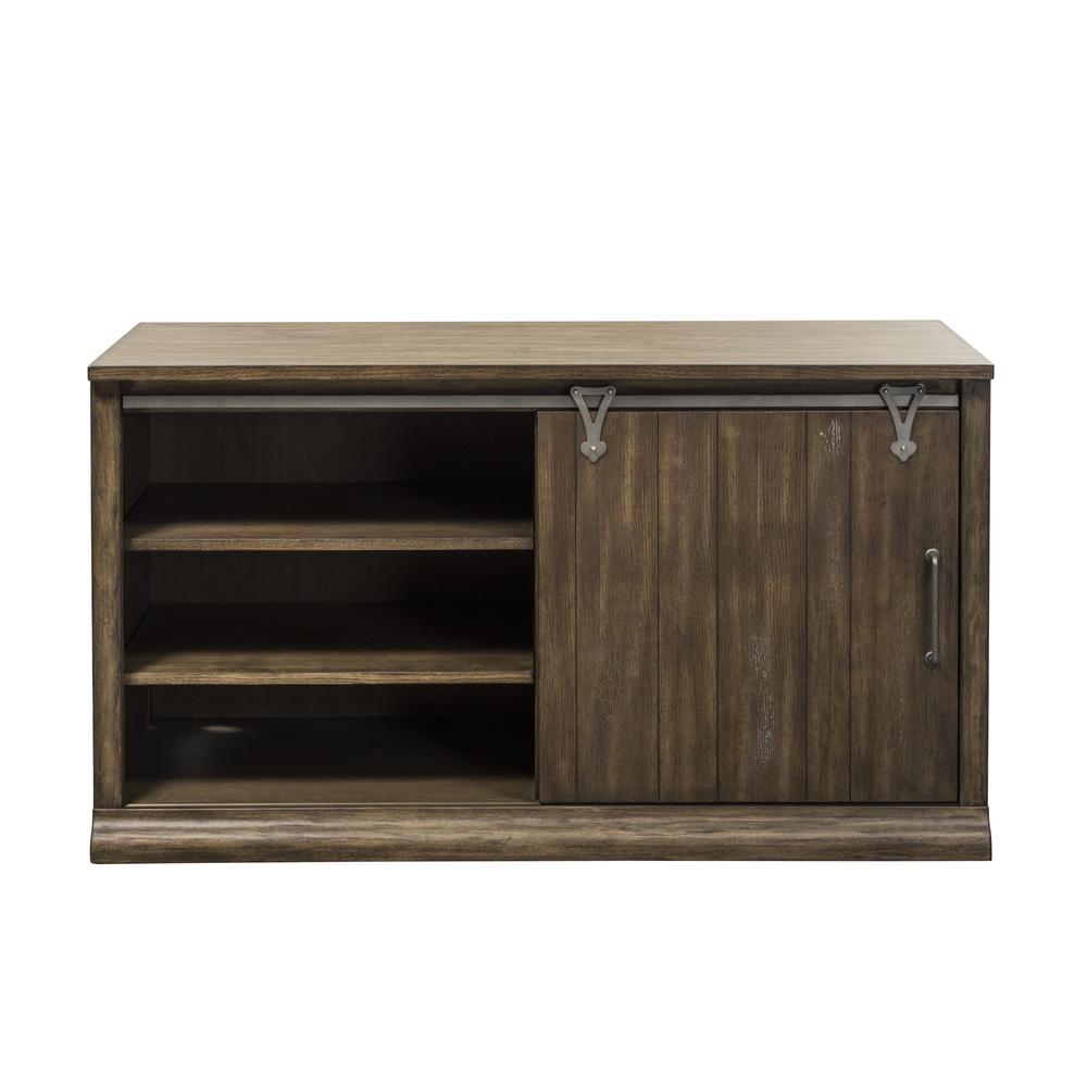 Stone Brook Computer Credenza in Rustic Saddle. Picture 3