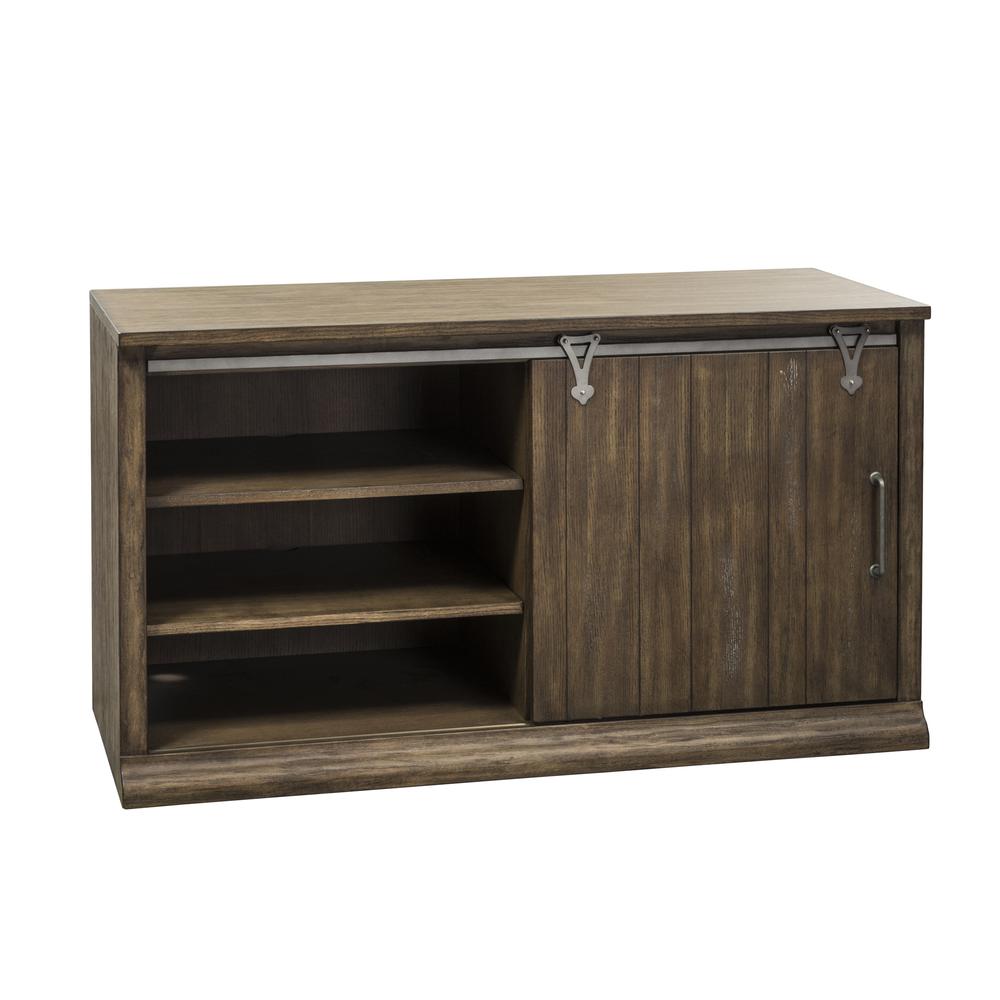 Stone Brook Computer Credenza in Rustic Saddle. Picture 1