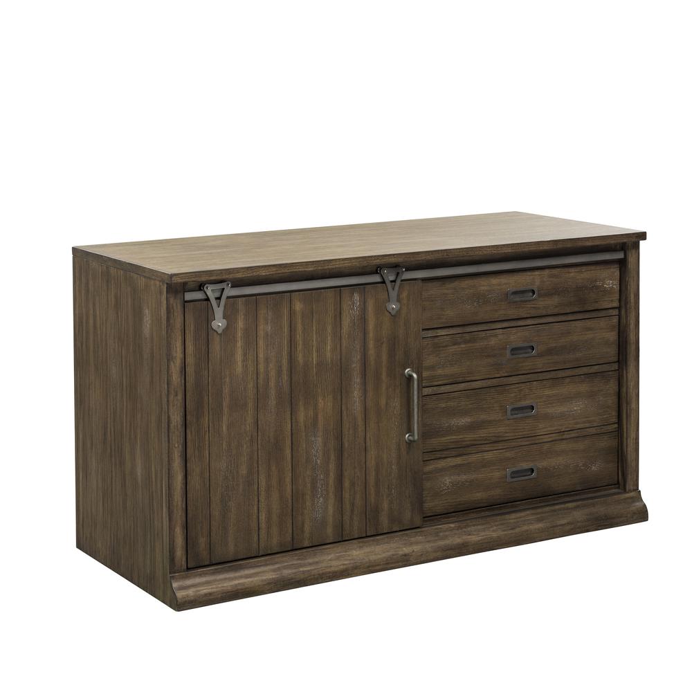 Stone Brook Computer Credenza in Rustic Saddle. Picture 2