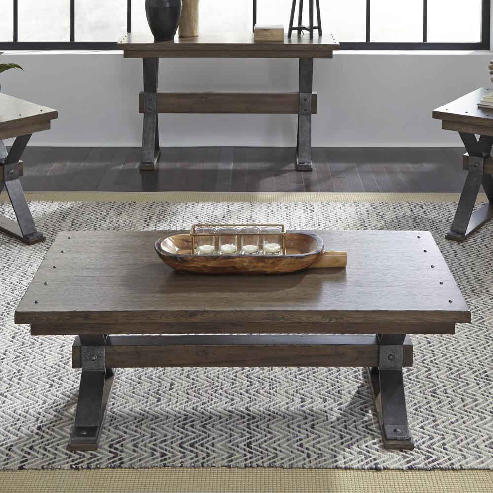Sonoma Road Rectangular Cocktail Table in Weathered Beaten Bark. Picture 2