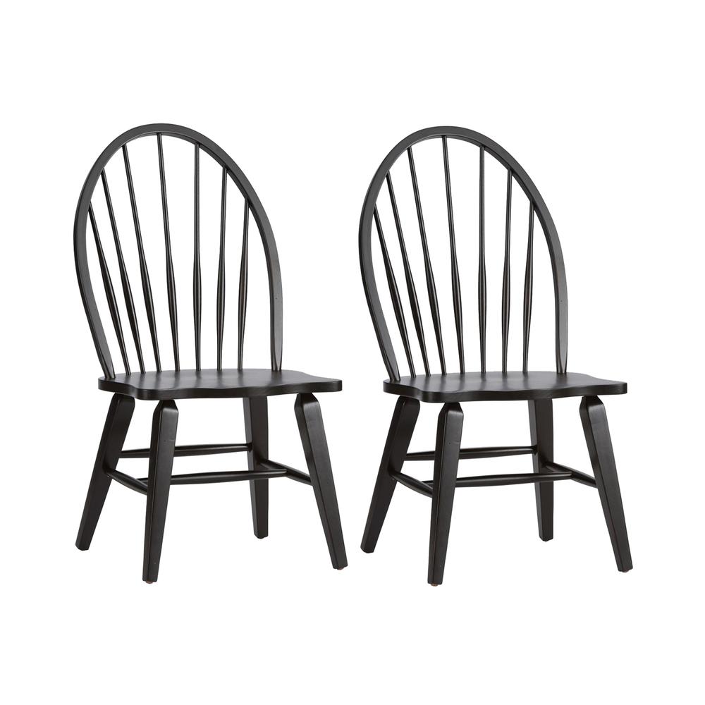 Hearthstone Ridge Windsor Back Side Chair - Black-Set of 2 in Tobacco. Picture 1
