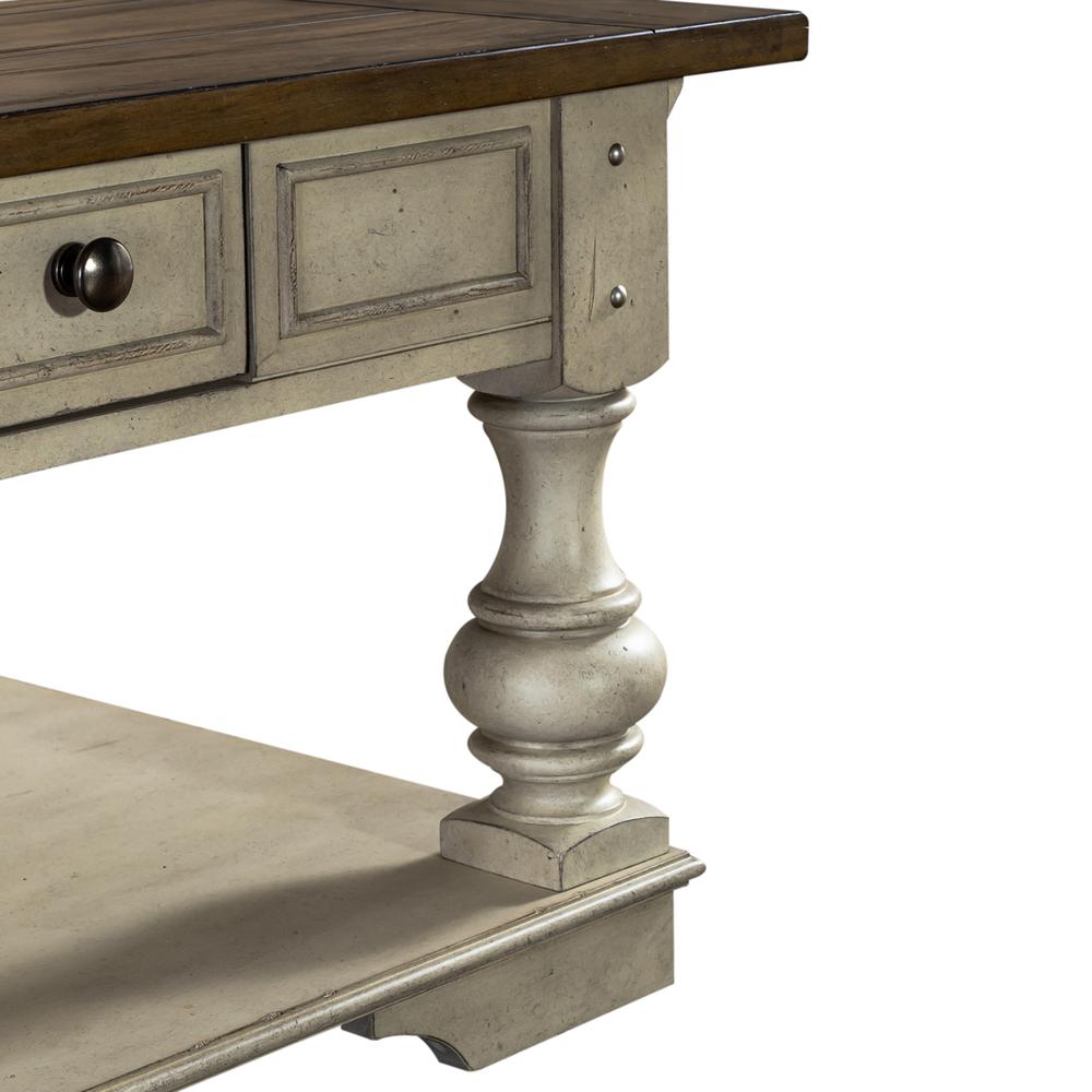 Drawer Square Cocktail Table Antique White w/ Wirebrushed Tobacco Accents. Picture 8