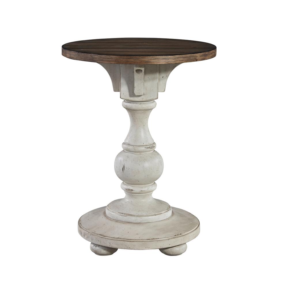 Morgan Creek Chair Side Table in Antique White w/ Wirebrushed Tobacco Accents. Picture 1