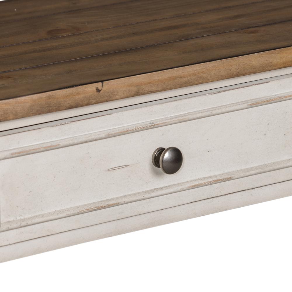 Morgan Creek Sofa Table in Antique White w/ Wirebrushed Tobacco Accents. Picture 3
