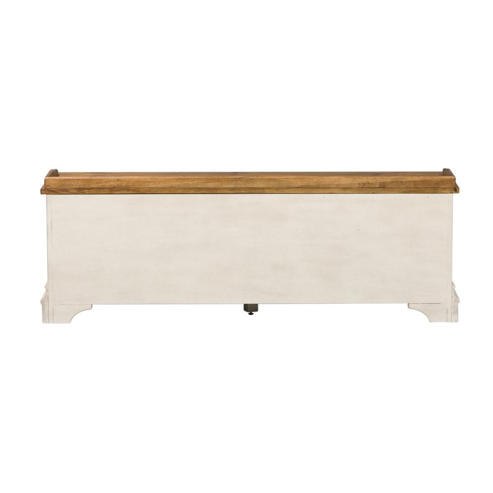 Morgan Creek Storage Hall Bench in Antique White w/ Wirebrushed Tobacco Accents. Picture 5