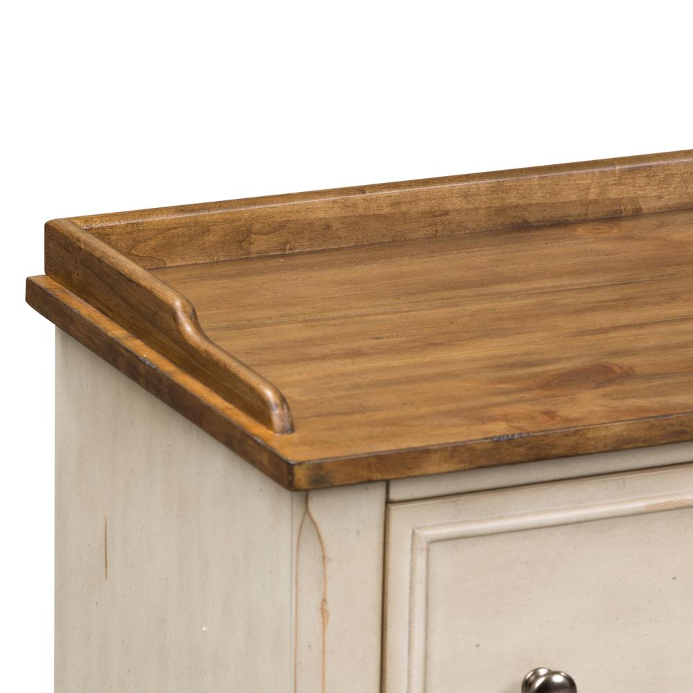 Morgan Creek Storage Hall Bench in Antique White w/ Wirebrushed Tobacco Accents. Picture 7