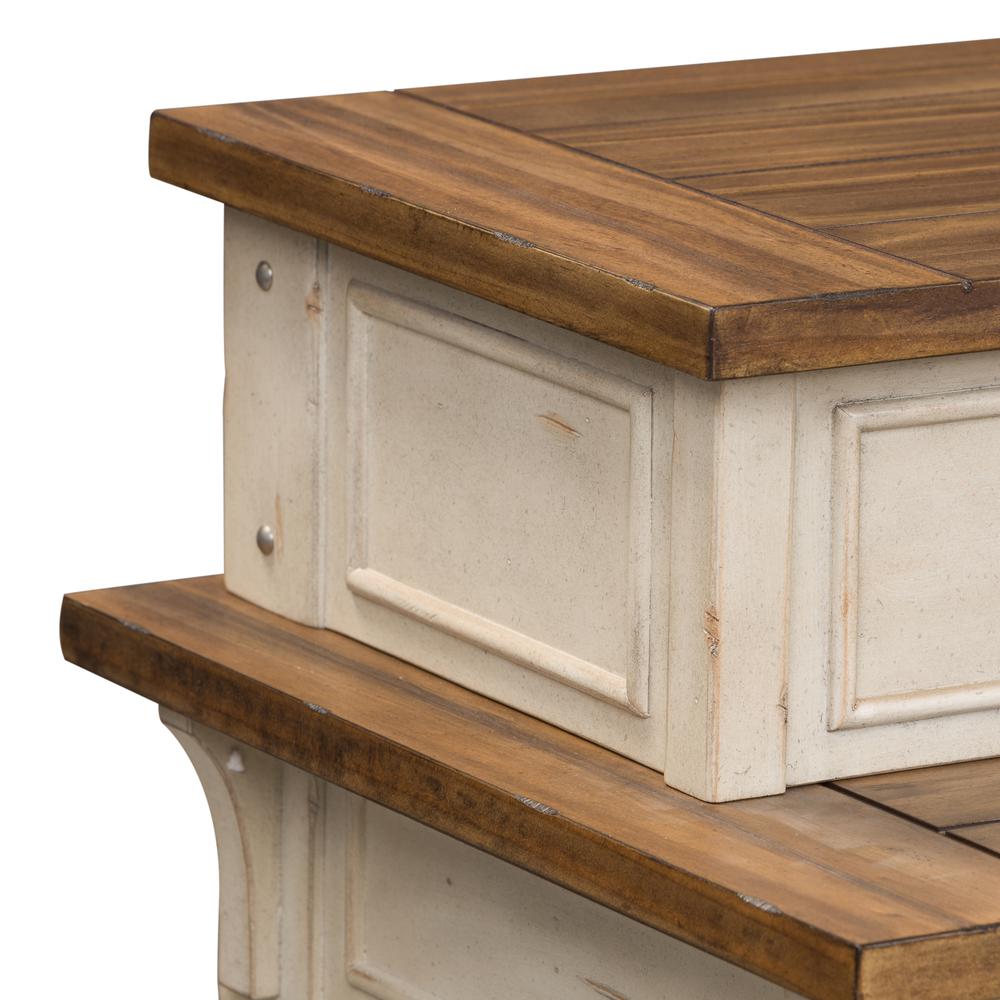 Morgan Creek Console Bar Table in Antique White w/ Wirebrushed Tobacco Accents. Picture 8