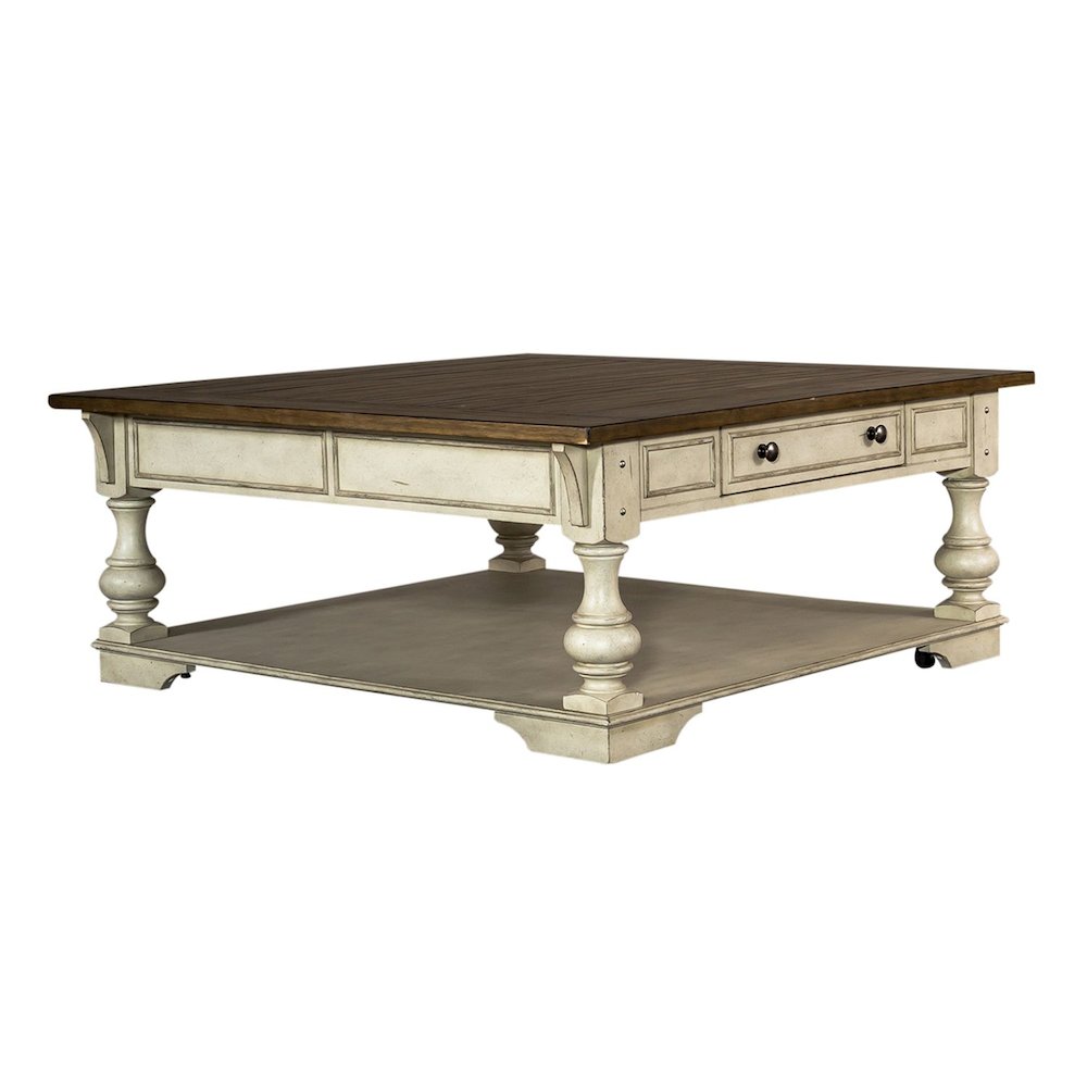 3 PcLiving Room Set - Wood Cocktail Table, 2 End Tables - Antique White Tobacco. Picture 1