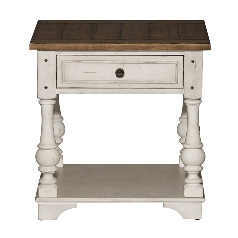 3 PcLiving Room Set - Wood Cocktail Table, 2 End Tables - Antique White Tobacco. Picture 4