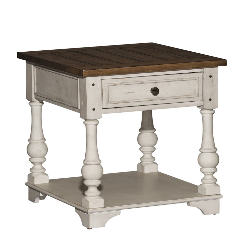 3 PcLiving Room Set - Wood Cocktail Table, 2 End Tables - Antique White Tobacco. Picture 5